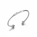 Custom Engraved Silver Tapered Plate Open Cuff Bangle By PEACORA