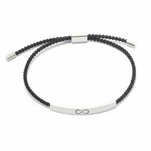 Custom Engraved Silver Bar Adjustable Cord Bracelet — PEACORA