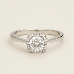Cushion Halo Classic Moissanite Ring - PEACORA