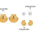 Golden Seashell & Pearl Trio Earrings Set with Spiral Detail