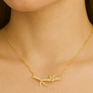 Golden Bamboo-Inspired Pendant Necklace - PEACORA