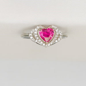 Pink Heart Halo Promise Ring - PEACORA