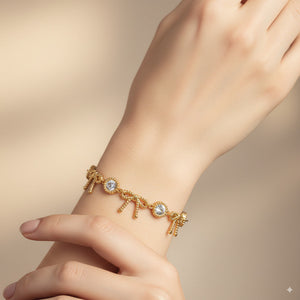 Crystal Link Bracelet with Sunburst Charms