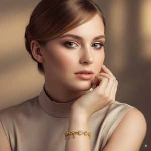 Crystal Link Bracelet with Sunburst Charms