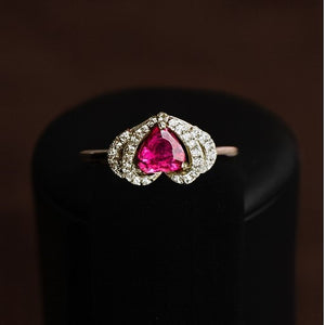 Pink Heart Halo Promise Ring - PEACORA