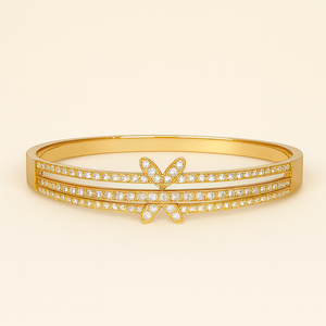 Double Butterfly Golden Bangle - PEACORA