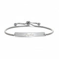 Custom Engraved Silver Bar Plate Slider Bracelet — PEACORA