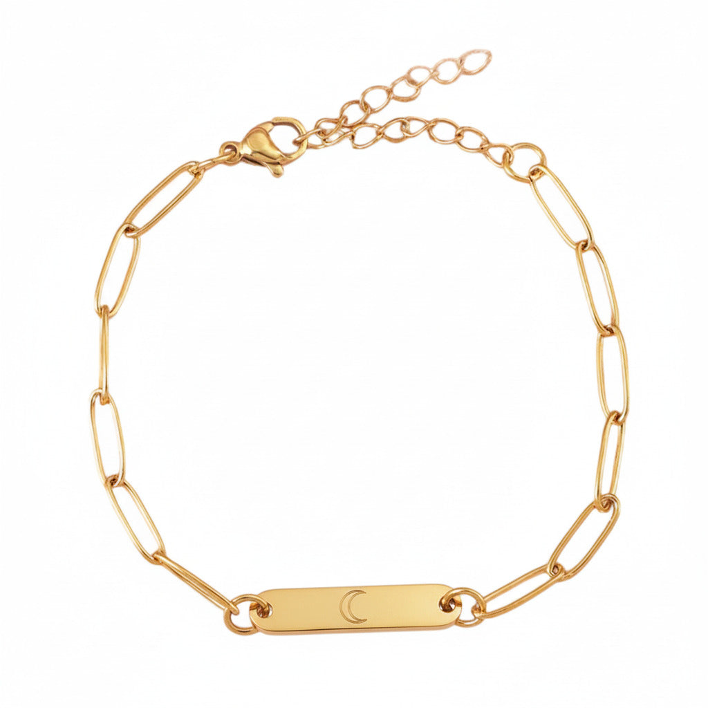 Gold Mini Plate Chain Bracelet — PEACORA