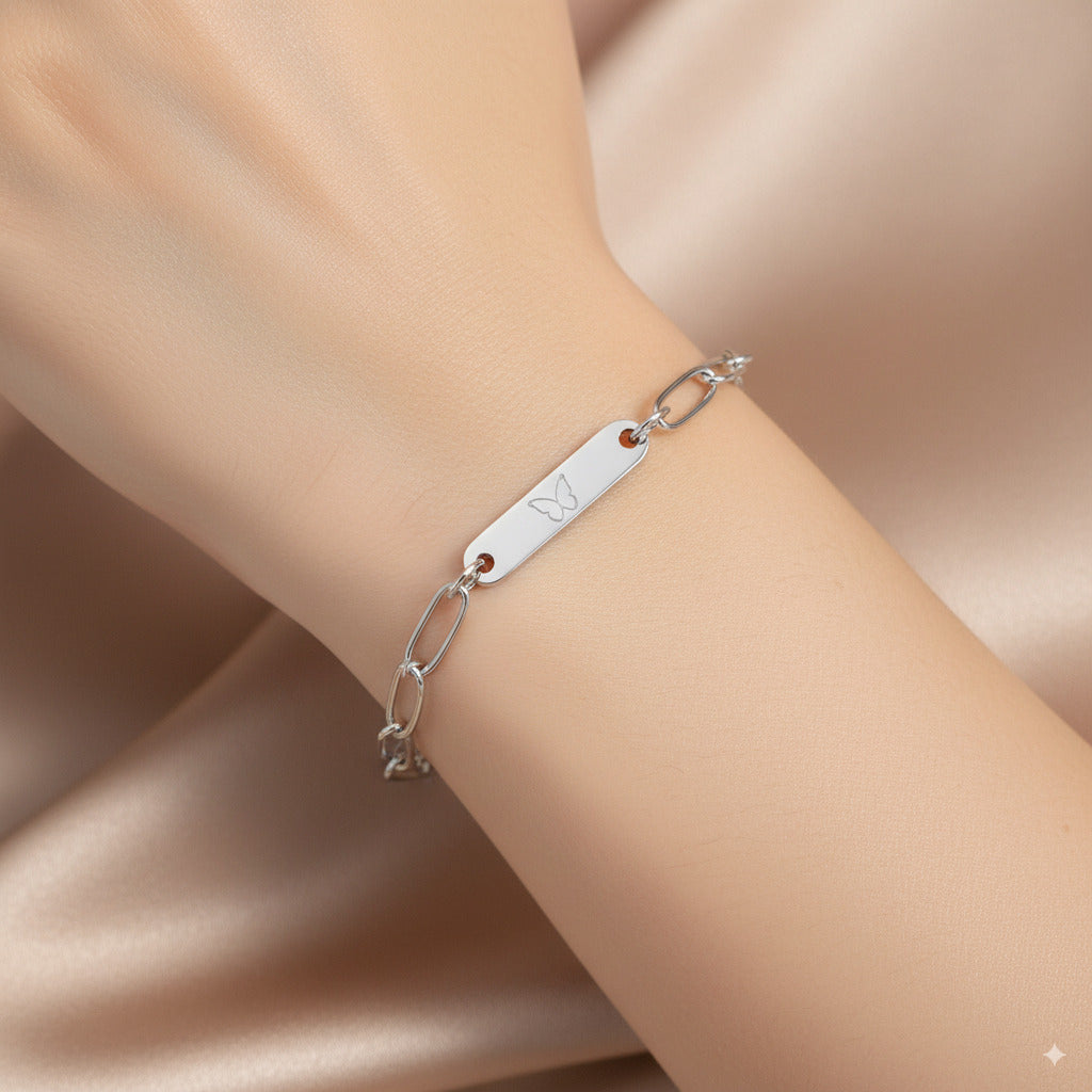 Silver Mini Plate Chain Bracelet — PEACORA