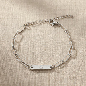 Silver Mini Plate Chain Bracelet — PEACORA