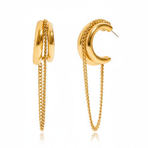Chain Drop Hoop Earrings