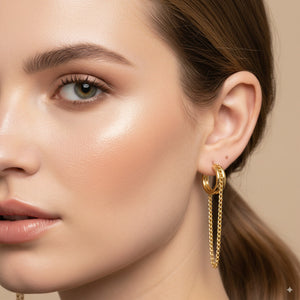 Chain Drop Hoop Earrings