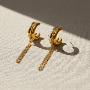 Chain Drop Hoop Earrings