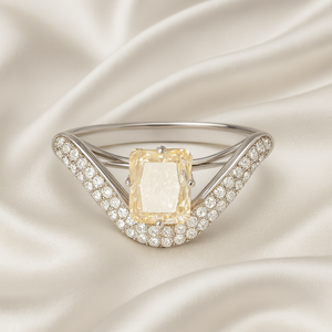 Pale Yellow Crystal Chevron Ring - PEACORA