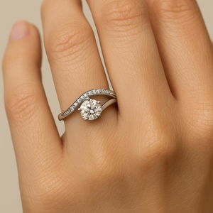 Twisted Halo Moissanite Engagement Ring - PEACORA