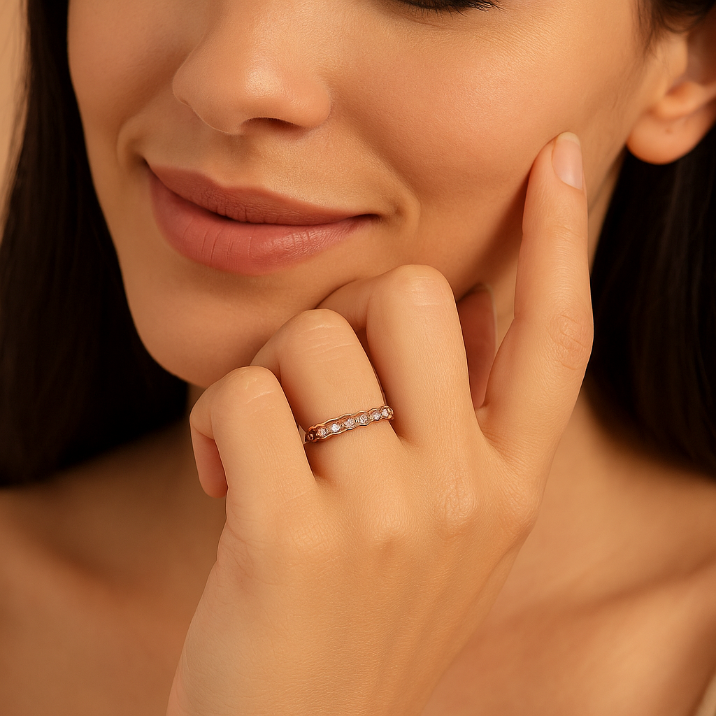 Rose Gold Tone Adjustable Eternity Ring - PEACORA