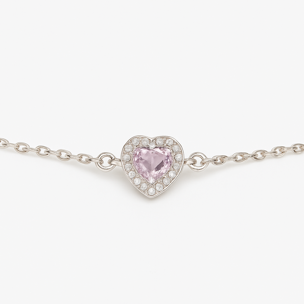 Blush Heart Sterling Silver Bracelet - PEACORA