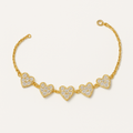 Cascading Hearts 14K Gold-Plated Sterling Silver Bracelet - PEACORA