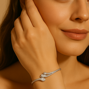 Celestial Flow Sparkling Wave Design Bangle - PEACORA