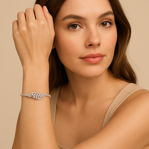 Elegant Leaf Sparkle Bangle - PEACORA