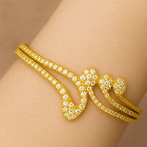 Radiant Waves 14K Gold Bangle - PEACORA