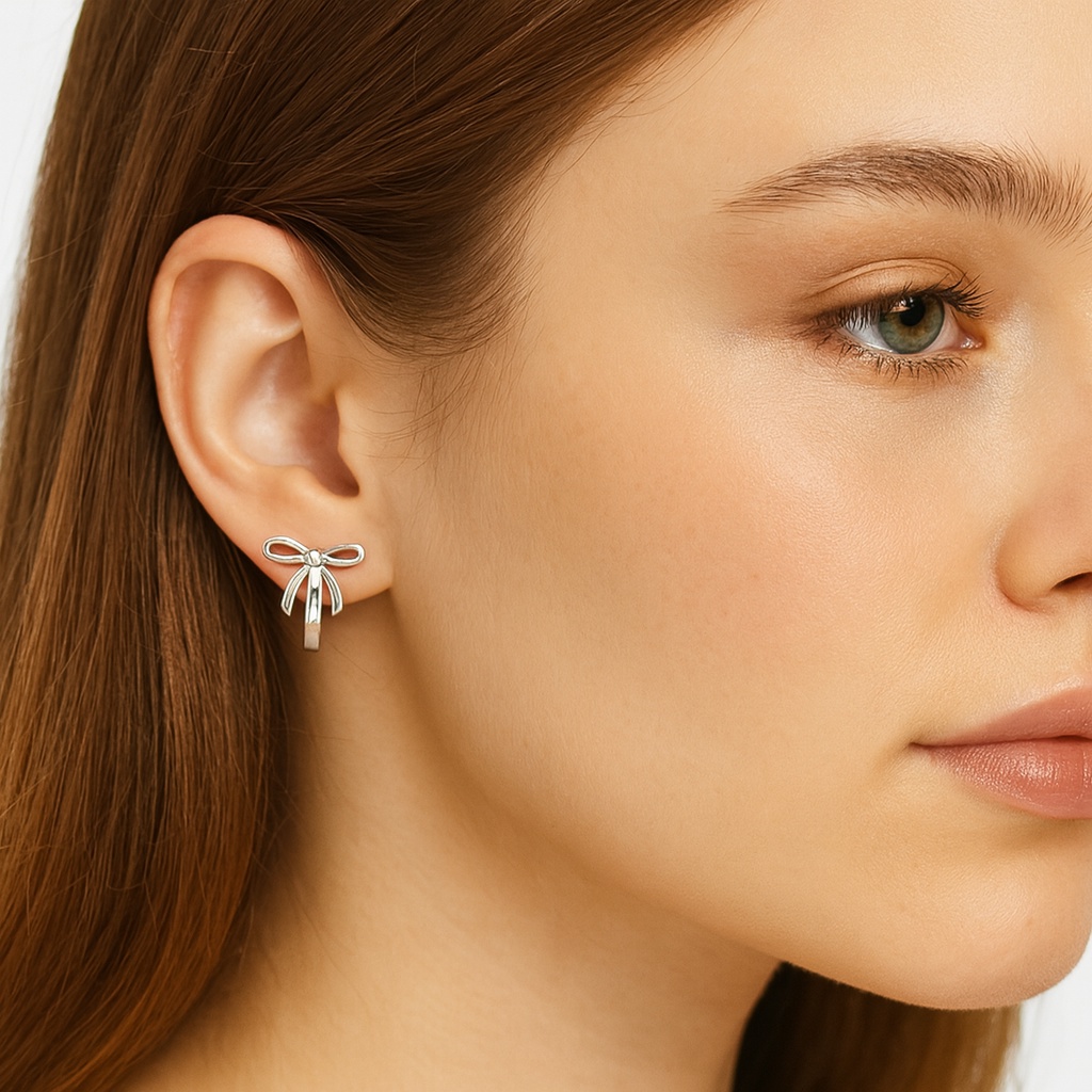 Delicate Bow Knot Stud Earrings - PEACORA