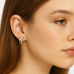 Delicate Bow Knot Stud Earrings - PEACORA