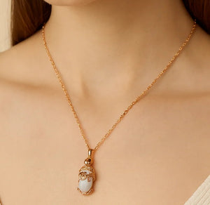 Rose Gold Lucky Rabbit Gemstone Necklace - PEACORA
