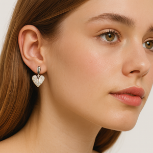 Radiant Heart Drop Stud Earrings - PEACORA