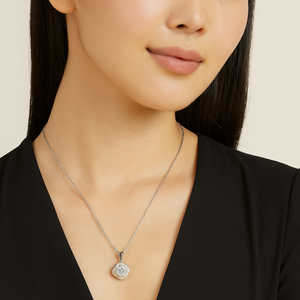 Cushion Halo Pendant Necklace - PEACORA