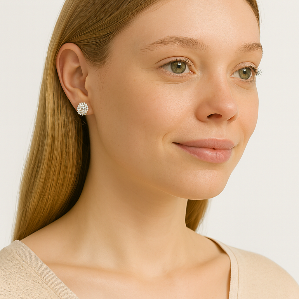 Sparkling Diamond Cluster Stud Earrings - PEACORA