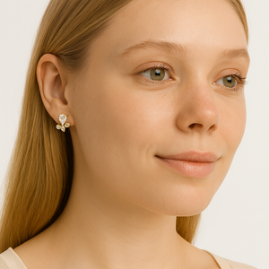 Elegant Gold Floral Stud Earrings - PEACORA