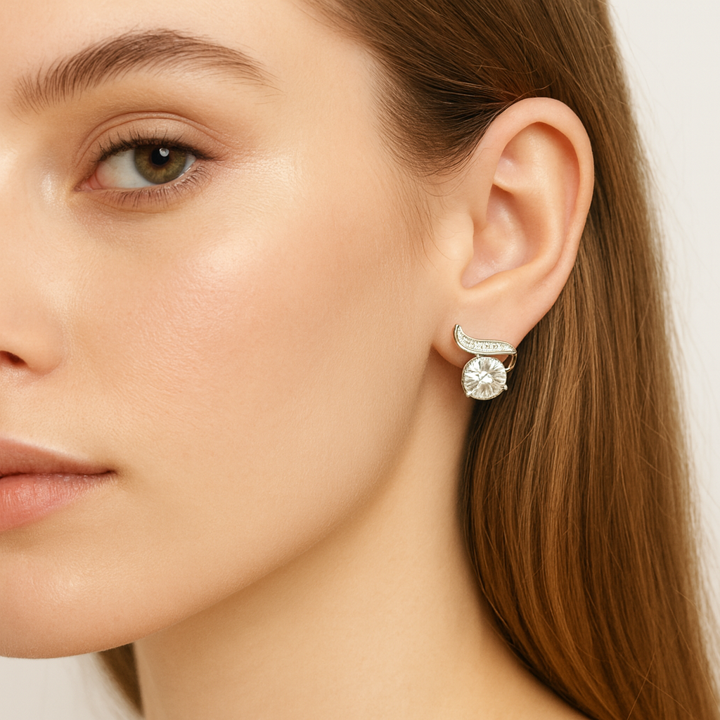 Elegant Wave Diamond Stud Earrings - PEACORA