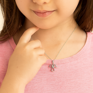Sterling Silver Angel Pendant Necklace - PEACORA