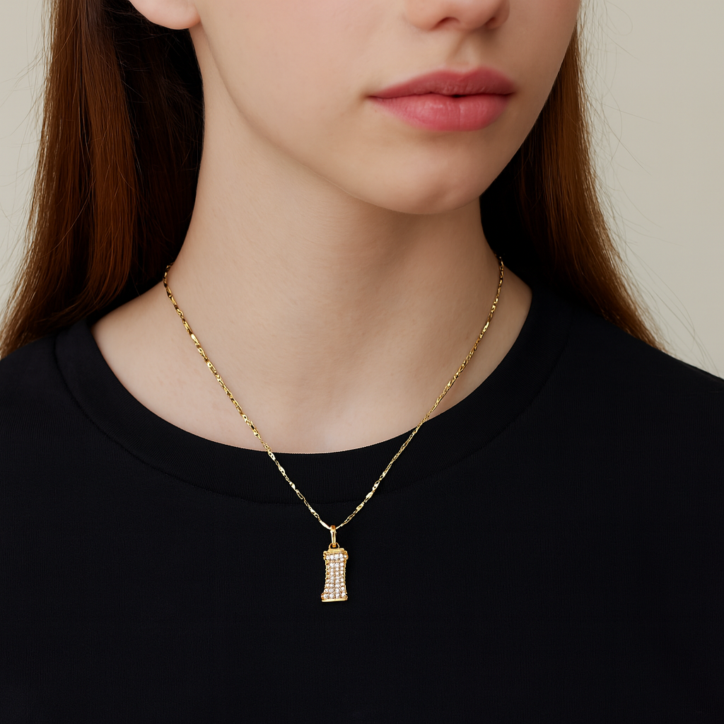 Golden Crystal Barrel Pendant Necklace - PEACORA