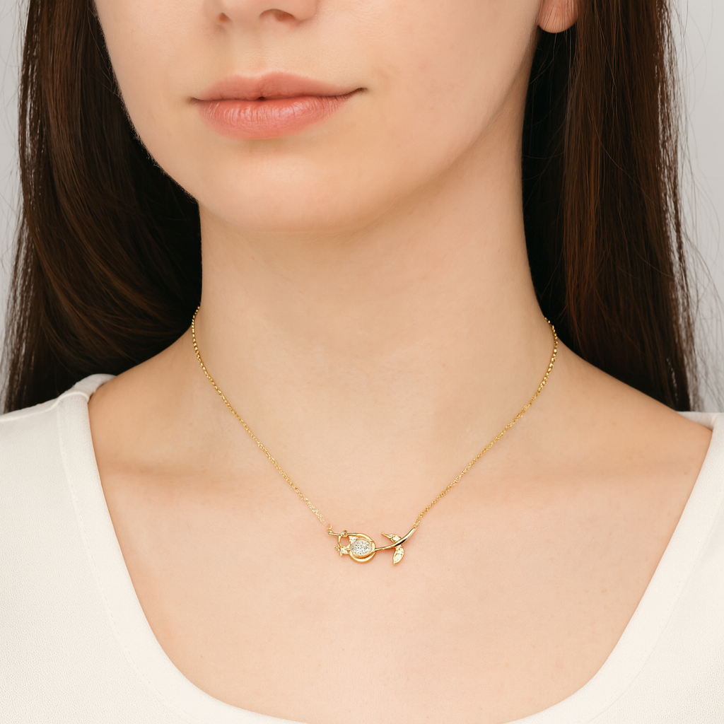 Gold Tulip Blossom Pendant Necklace - PEACORA