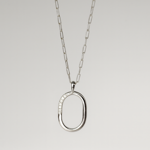 Silver Open Oval Pendant Necklace - PEACORA
