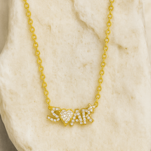 Sparkling “SOAR” Gold Charm Necklace - PEACORA