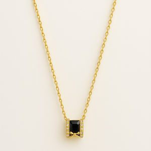 Gold Vermeil Cross Barrel Pendant Necklace - PEACORA