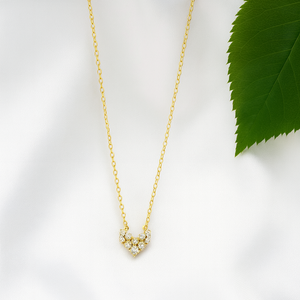 Gold Heart Crystal Pendant Necklace - PEACORA