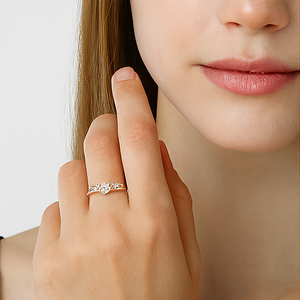 Rose Gold Tone Crystal Ring - PEACORA