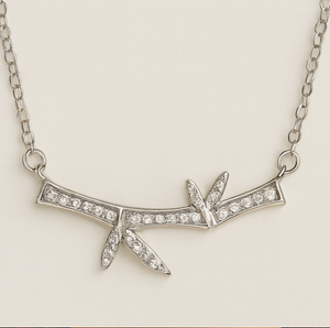 Gold Bamboo-Inspired Pendant Necklace - PEACORA