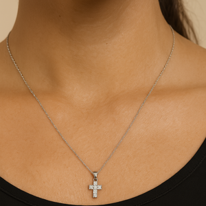 Classic Crystal Cross Pendant Necklace - PEACORA