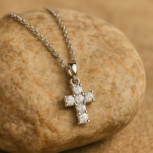 Classic Crystal Cross Pendant Necklace - PEACORA
