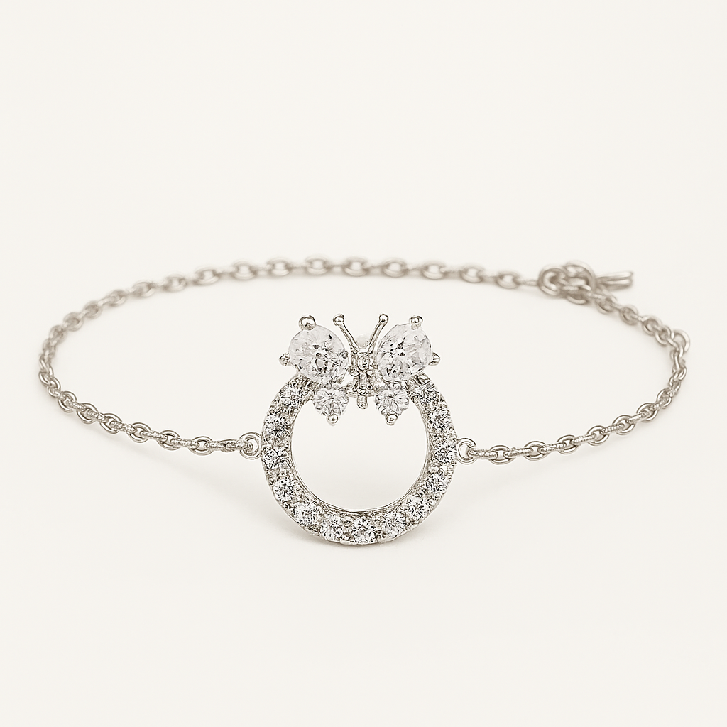Crystal Butterfly Sterling Silver S925 Bracelet - PEACORA