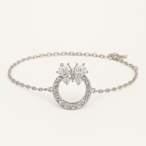 Crystal Butterfly Sterling Silver S925 Bracelet - PEACORA