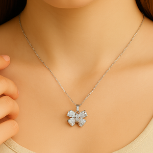 Silver Crystal Butterfly Pendant Necklace - PEACORA