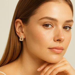 Golden Aura Crystal Drop Earrings - PEACORA