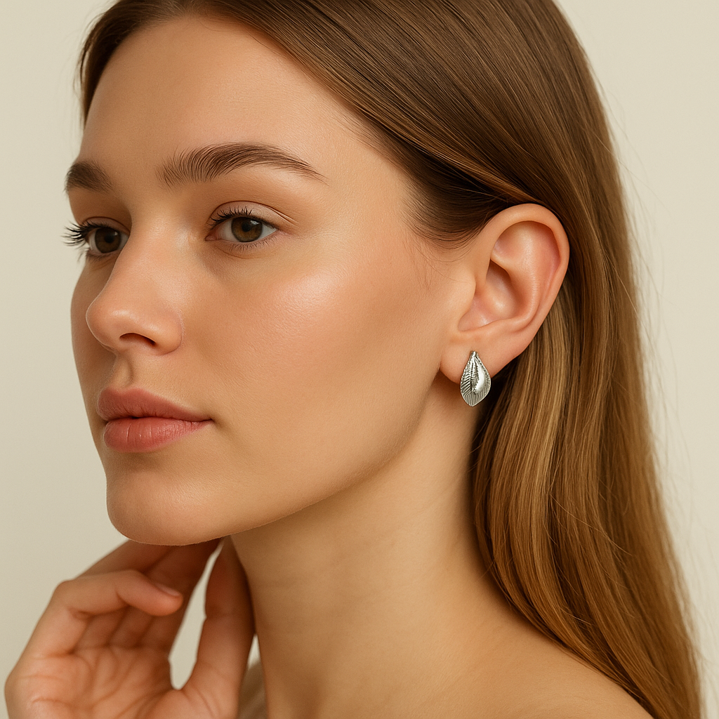 Silver Whisper Leaf Drop Earrings - PEACORA