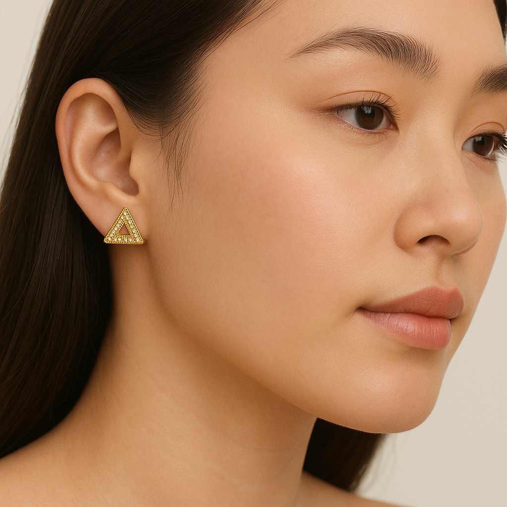 Geometric TriangleStud Earrings - PEACORA